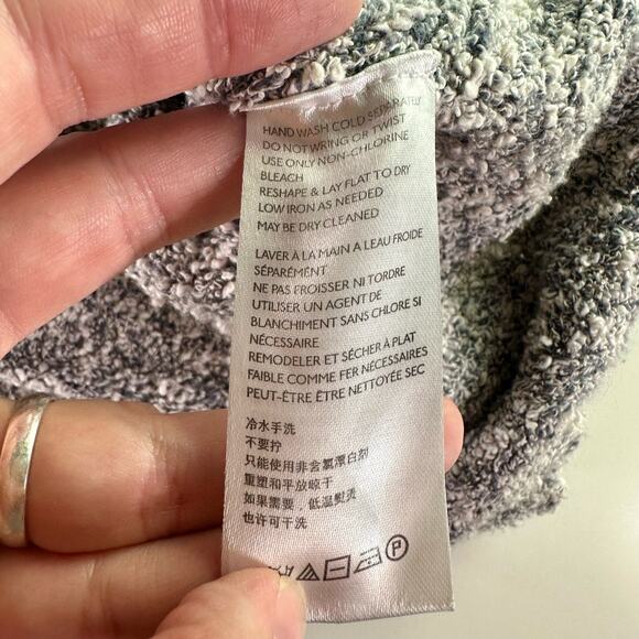 Free People Women's Medium Gray & White Oversized Boxy Cropped Sweater Comfort - Picture 5 of 8